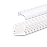 ALU Profil - LED für Stripes/Streifen Abmessung:2000mm x 17mm x 13mm (Alu Profil weiss inkl. milchiger/opaler Abdeckung für LED Stripe)