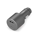 aiino Willy 78W Autoladegerät für MacBook, iPad und iPhone, Schnellladung, Schnellladegerät, Dual Port, Autoladegerät mit USB-C Power Delivery Anschluss und USB-A Anschluss - Sideral Grey