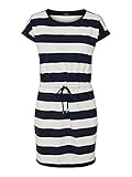 ONLY Damen onlAMBER SS FOLD UP Dress NOOS Kleid, Mehrfarbig (Cloud Dancer Stripes:Night Sky), 38 (Herstellergröße: M)