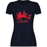 Skyline - Skyline London UK England - M - Navy Blau - Tshirt London Damen - L191 - Tailliertes Tshirt für Damen und Frauen T-S