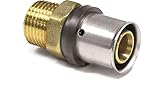 Pipetec Pressfitting Übergang 26x3 mm 3/4 Zoll Aussengewinde TH Kontur Verbundrohr, DVGW, TH