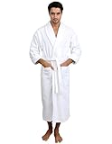 TowelSelections Herren Bademantel Baumwolle Frottee Luxus Spa Bademantel - Weiß - M