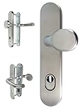 Edelstahl Hausstür Schutzbeschlag 1586 U-Form HS 92 mm ES1 mit Knauf und ZA Türdrück