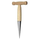Happyyami Garten Hand Dibber Edelstahl Sau Dibber Birne Pflanzer Dibble Werkzeug mit Holzgriff für Graben Aussaat Boden L