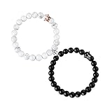 LOLIAS Magnet Paare Armbänder Perlen für Damen Herren Sie das Armband für Sie und Ihn Vulkanstein Pärchen Armbänder Distance Couple Bracelets King Queen Armbänder Freundschaft Geschenk Bangle 8MM