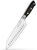 Hannah's Homebrand® Santoku Messer 18 cm – Verblüffend scharfer Schnitt durch filigranen Schnittwinkel von 14° – Profi Santoku-Messer und Sushi-M