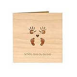 Original Holzgrußkarten Glückwunschkarte Baby Geburt - 100% Made in Austria - Karte besteht aus Kirschholz - geeignet als Karte zur Geburt, Geburtskarte, Geschenk zur Geburt, Grußkarte, Babyk