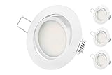 TEVEA Ultra Flach Dimmbar LED Einbaustrahler - Ra 90 natürliche Farben - 5.5W 230V - Einbauspots - Einbauleuchten (Weiss - Warmweiss)