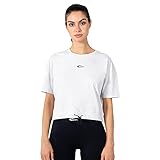 SMILODOX Damen Cropped T-Shirt Madline - Weit geschnittenes Kurzarm Oberteil mit Rundhals, Größe:S, Color:Beig