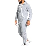 KOUYA Herren Overall Jumpsuit Jogging Onesie Trainingsanzug Onesie Kapuzenpullover Reißverschluss O