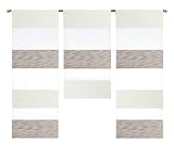 Decocompany Home Design Mini Flächenvorhang Set beige weiß 2280-13 | 3 Teile | Scheibengardine Gesamtbreite 90cm (3x30cm) Höhe 80/60/80