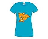 T-Shirt EICHHÖRNCHEN- Tier- WÜTEND- ORANGE- Cartoon- Zeichnung in Blau für Herren- Damen- Kinder- 104-5XL