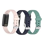 WEINISITE Armband für Fitbit Luxe,Two Size S and L Bands Weiches Silikon Ersatzarmband für Fitbit Luxe Sport Fitness Tracker (Rosa+Blau+Grün, S)