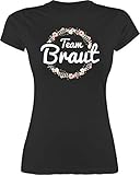 JGA Junggesellenabschied Frauen - Team Braut Blumenkranz - L - Schwarz - jungesellenabschied Shirts Damen - L191 - Tailliertes Tshirt für Damen und Frauen T-S
