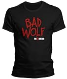 DragonHive Herren T-Shirt - Doctor Dr Bad Wolf Who - Lustiges Fun Motiv für Männer Tshirt, Größe:L, Farbe:Schw