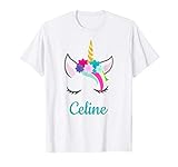 Celine Name Geschenk buntes Einhorn Celine T-S