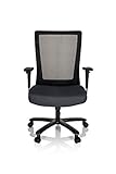 hjh OFFICE 738125 Bürostuhl XXL Extender Stoff Schwarz/Grau Drehstuhl bis 180kg belastbar, Netzrück