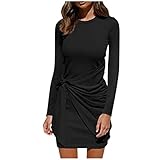 Damen Herbst Winter Elegant Bodycon Pullover Strickpullover Sweater Jumper Pulli Oversize Kleid A-Line Strickkleider Langarm Pulloverkleid Warm Kleider Longpullover Enges Minikleid Mit Gü