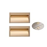 limiao123 2 Stück Eingebetteter Griff, Einbau Möbelgriff Verdeckte Schubladenschrank Kleiderschrank Griff für Schiebetüren Schubladen Zimmertüren(Color:Gold,Size:64mm)