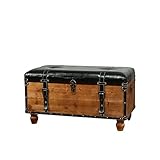 GYMEIJYG Aufbewahrungshocker, Schuhwechselhocker In Der Umkleidekabine Rechteckiger PU-Ruhehocker Retro Kofferbank Mit Gürtel Beistelltisch Für Schlafzimmer (Farbe : Braun, Größe : 61x35x35cm)