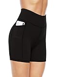 JOYSPELS Kurze Sporthose Radlerhose Damen High Waist Kurze Hose Leggins Laufhose Damen Kurz, Schwarz, M