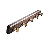 MAATCHH Wandmontierte Garderobe Garderobermontage, Eingabebahnrad mit 5 Wandhaken, Mantelhut-Aufhänger für Kleidung Handtücher (Color : Gold, Größe : 50x5x5cm)