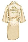 Geburtstagsparty Queen Squad Robes Satin Pyjamas Robe Morgenmantel Pyjamas Gold Kimono Robe -a78-S