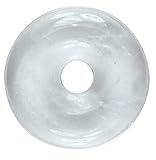 Udig.de Geschenkset Lederkette mit Bergkristall Donut, 30 mm, Edelstein Anhänger mit Halskette L