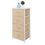 Ejoyous Kommode mit 4 Schubladen, Nachttisch Ablage mit Aufbewahrungsboxen mit Vliesstoff-Schubladen Aufbewahrungskommode Aufbewahrungsschrank für Kleiderschränke 30x45x95cm (Beige)