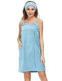 Plus Size Towel Dress for Women with Straps Towel Robe with Headband Set 2XL
