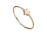KnBoB Damen 18 Karat (750) Rotgold Ringe Trauringe Mode Stern Verlobungsringe Hochzeit Große 54 (17.2)