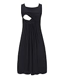 Love2Mi Damen Umstandskleid Streifen Stillkleid Ärmellos Schwangere Sommerkleid-Schwarz-XL