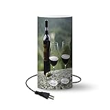 Lampe - Flasche Rotwein mit Weinbergen von Sangiovese-Trauben im Hintergrund - 54 cm hoch - Ø25 cm - Inklusive LED-Lamp