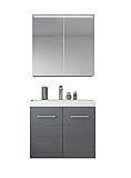 Badezimmer Badmöbel Toledo 02 60 cm Waschbecken Hochglanz Grau - Unterschrank Schrank Waschbecken Spiegelschrank Schrank