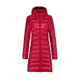 SDCVRE Winter-Daunenjacke Frauen Winter Puffy Jacken Neue Kapuze Abnehmbare Frau Schlanke Weiße Ente Daunenmantel Weibliche Tragbare Flauschige Lange Daunenmäntel 5XL,rot,XL