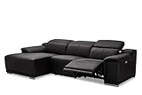 Ibbe Design Modul Sofa L Form Ecksofa Schwarz Leder Heimkino Couch Links Chaiselongue Alexa mit Elektrisch Verstellbar Relaxfunktion, 282x160x73