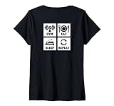 Damen Backprint Gym eat sleep repeat Fitness essen schlafen T-Shirt mit V