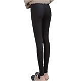 Kavitoz Damen Leggings Schwarz Dick Shiny Thermohose Lang Sporthose High Waist mit Zobel Kaschmir,Kompressions Sporthose Yogahose Blickdicht Lange Sportleggins Lang Strumpfhosen(Schwarz,S)