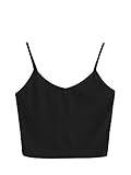 SheIn Damen Casual V-Ausschnitt Ärmellos Rippstrick Cami Crop Top - Schwarz - X