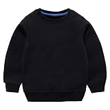 Taigood Kinder Pullover für Jungen Baumwolle Sweatshirt Langarm T Shirts Pullover Herbst Winter Alter 1-7 Jahre Schwarz 100cm/2-3J