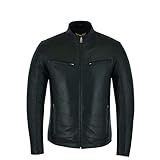 Leatherick Herren Premium Nappa Schafsleder Cafe Racer Schwarze Bikerjacke (2XL)