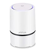 JINPUS Luftreiniger Allergie mit True HEPA Filter, Desktop Luftreiniger Staub Ionisator mit LED, Perfekt gegen Staub und Haustier-Allergene, für Allergiker, Raucher,