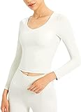 Women's Long Sleeves Workout Tops Sports Shirts,Sports Long-Sleeved Band Chest Pad,Yoga Tops Sports Running Shirt for Fitness Running Athletic Top (White,XS)