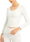 Women's Long Sleeves Workout Tops Sports Shirts,Sports Long-Sleeved Band Chest Pad,Yoga Tops Sports Running Shirt for Fitness Running Athletic Top (White,XS)