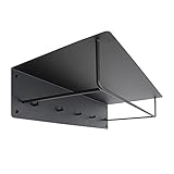 Wandgarderobe GARD Sheet mit Hakenleiste, Kleiderstange & Hutablage | stabile Flurgarderobe Garderobenpaneel hängend Metall Jacken, Mäntel, Kleiderbügel | Wandbefestigung (B60 x T30 x H15cm, Schwarz)