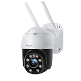 PTZ Überwachungskamera Aussen WLAN, Ctronics Dome IP Kamera Outdoor 1080P, Intelligente Menschliche Erkennung, Automatische Verfolgung, 30m Farbe Nachtsicht, 2-Wege-Audio, SD-Kartenslot, Weiß