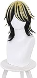 Schwarz Blonde Hanemiya Kazutora Cosplay Perücke für Tokyo Revengers Anime Cosplay Halloween Party Layered Haar Kostüm mit Pony
