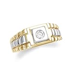 Little Treasures Zirkonia Herren Ring in Zwei Ton 9 Karat Gold OII OII