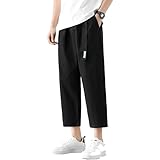 Huntrly Herren Freizeithose Sommer Dünne lose Hose mit geradem Bein und Taschen 7-Punkt-Hose Trendy Sport und Freizeit 7-Punkt-Hose XL