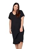 Zizzi Große Größen Damen Kurzarm Rippkleid mit Schlitz Gr 50-52 Schw
